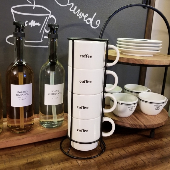 ❗White "Coffee" Ceramic Mug Tower Set❗ - Picture 5 of 6